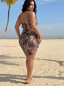 Swim SXY Plus Size Women's One-Piece Leopard Print Random Pattern 2-Piece Sexy Swimsuit - Multicolor - View 3