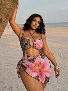 Swim SXY Plus Size Women's One-Piece Leopard Print Random Pattern 2-Piece Sexy Swimsuit - Multicolor - View 6