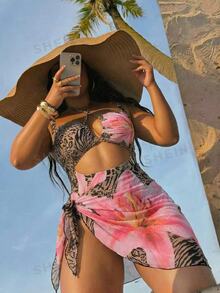 Swim SXY Plus Size Women's One-Piece Leopard Print Random Pattern 2-Piece Sexy Swimsuit - Multicolor - View 2