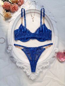 Crystal Vow Set de 2 sujetadores sin aros de encaje para uso diario de mujer - Azul Marino - Ver 2