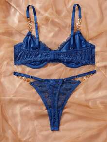 Crystal Vow Set de 2 sujetadores sin aros de encaje para uso diario de mujer - Azul Marino - Ver 5