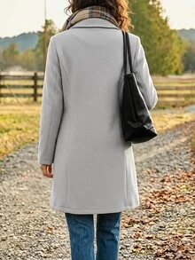 Breezaya Mantel Musim Gugur/Dingin Wanita Terbaru, Modis dan Serbaguna - Light Grey - View 2