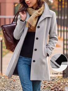 Breezaya Mantel Musim Gugur/Dingin Wanita Terbaru, Modis dan Serbaguna - Light Grey - View 3