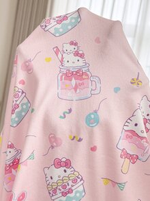 Slowluna Maternity Letter Cartoon Print Round Neck Short Sleeve Casual Dress - Multicolor - View 8