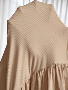 Slowluna 孕婦純色鈕扣半開襟長袖哺乳上衣 秋季 - 卡其色 - 查看 6