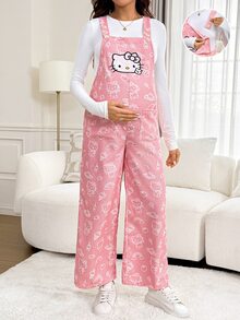 Slowluna Maternity Cartoon Pattern Casual Daily Wear Overalls Jumpsuit - Multicolor - View 3