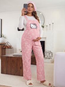 Slowluna Maternity Cartoon Pattern Casual Daily Wear Overalls Jumpsuit - Multicolor - View 2