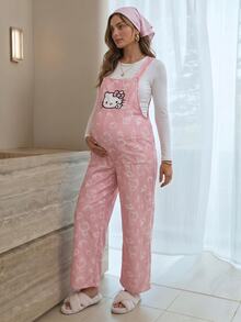 Slowluna Maternity Cartoon Pattern Casual Daily Wear Overalls Jumpsuit - Multicolor - View 1