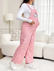 Slowluna Maternity Cartoon Pattern Casual Daily Wear Overalls Jumpsuit - Multicolor - View 7