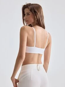 Bralution 1pc Rhinestone Lace Front Closure Underwire Bra - White - View 2