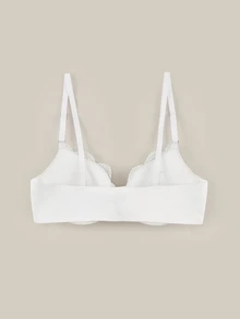 Bralution 1pc Rhinestone Lace Front Closure Underwire Bra - White - View 10