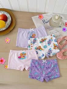 SHEIN | PAW Patrol Kids Young Girl 4pcs Set Fitted Bloomers, Cotton Material Comfortable And Soft, Printed Pattern, Cute And Practical, Suitable For Daily Wear - Multicolor - View 6
