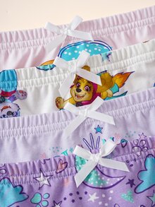 SHEIN | PAW Patrol Kids Young Girl 4pcs Set Fitted Bloomers, Cotton Material Comfortable And Soft, Printed Pattern, Cute And Practical, Suitable For Daily Wear - Multicolor - View 5