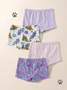 SHEIN | PAW Patrol Kids Young Girl 4pcs Set Fitted Bloomers, Cotton Material Comfortable And Soft, Printed Pattern, Cute And Practical, Suitable For Daily Wear - Multicolor - View 2