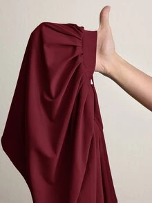 CourtClass CourtClass Contrast Panel Backless Hollow-Out Design Casual Yoga Sports Dress Athletic Dress - Burgundy - View 7