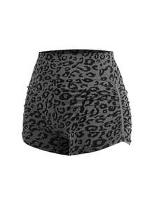 SHEIN Cheerettes شورت رياضي بطبعة نمر خصر عالي وقصة ضيقة - متعدد الألوان - مشاهدة 5