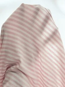 SHEIN Tween女孩針織粉色條紋寬鬆大碼挖領長袖休閒蕾絲拼接下擺T恤 - 粉色 - 查看 7