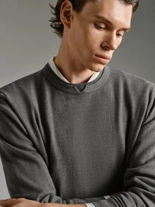 Calmiston Men's Solid Color Casual Versatile Daily Wear Long Sleeve Sweater - Multicolor - View 3