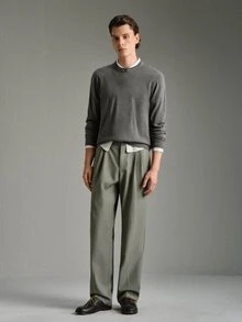 Calmiston Men's Solid Color Casual Versatile Daily Wear Long Sleeve Sweater - Multicolor - View 10