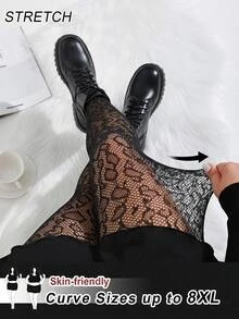 SHEIN CURVE+ Plus Size Leggings Fall Winter 2026 22W Women's Halloween Costume - Black - View 4