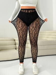 SHEIN CURVE+ Plus Size Leggings Fall Winter 2026 22W Women's Halloween Costume - Black - View 5