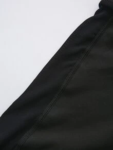SHEIN Cheerettes Women's Plus Size Solid Color Wide Waist Sports Shorts Black High Stretch Breathable Moisture Wicking Comfortable Fit For Gym Running - Black - View 8