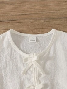 Vintaside Kids 女童夏季兩件套藍色無袖上衣 + 寬腿褲套裝，女童夏季必備！穿著清爽，適合兒童細嫩肌膚。無袖圓領上衣簡約優雅，下擺鏤空刺繡設計，展現甜美優雅；寬腿褲版型寬鬆飄逸，一套可應對日常上學、公園玩耍等多種場景 - 彩色 - 查看 5