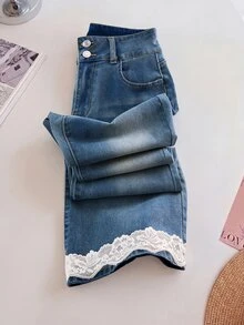 GlowEve Women's Casual Elegant Versatile Everyday Denim Jeans With Pockets And Buttons Everyday Date Night Light Blue Summer - Blue - View 4