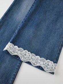 GlowEve Celana Jeans Denim Wanita Kasual Serbaguna untuk Perjalanan Sehari-hari dengan Saku dan Kancing - Dark Wash - View 5