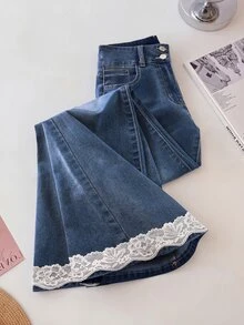 GlowEve Celana Jeans Denim Wanita Kasual Serbaguna untuk Perjalanan Sehari-hari dengan Saku dan Kancing - Dark Wash - View 2