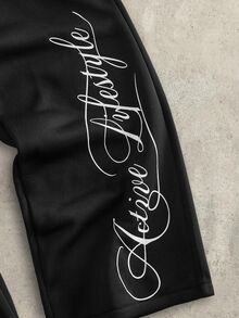 GETOML Men's Letter Print Hoodie & Sweatpants Set,Casual Hoodie Outfit Set,Fleece Hoodie Set,Matching Hoodie Set Halloween Winter Party Autumn - Black - View 5