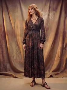 Hansera 2026 Autumn New Regular Women Long Dress Vacation Brown Checkered Boho - Brown - View 7