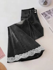 GlowEve 女款休閒百搭日常穿著牛仔褲，附口袋與鈕扣設計 - 黑色 - 查看 2