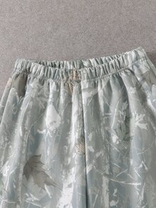 SHEIN 青少年女孩寬腿鬆款迷彩運動長褲 休閒時尚百搭運動褲 適合跳舞、校園運動，秋冬穿著 - 灰色 - 查看 4
