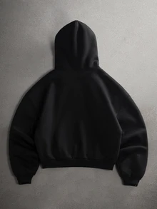 STYNVO 男士拼色拉鍊休閒日常連帽衫 - 黑色 - 查看 2