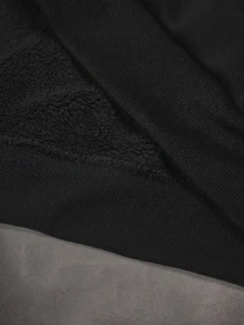 STYNVO 男士拼色拉鍊休閒日常連帽衫 - 黑色 - 查看 4