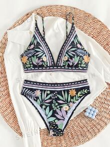 Swim Vcay Set Bikini Motif Botani Pantai Liburan (Motif Terstruktur) - MultiWarna - View 4
