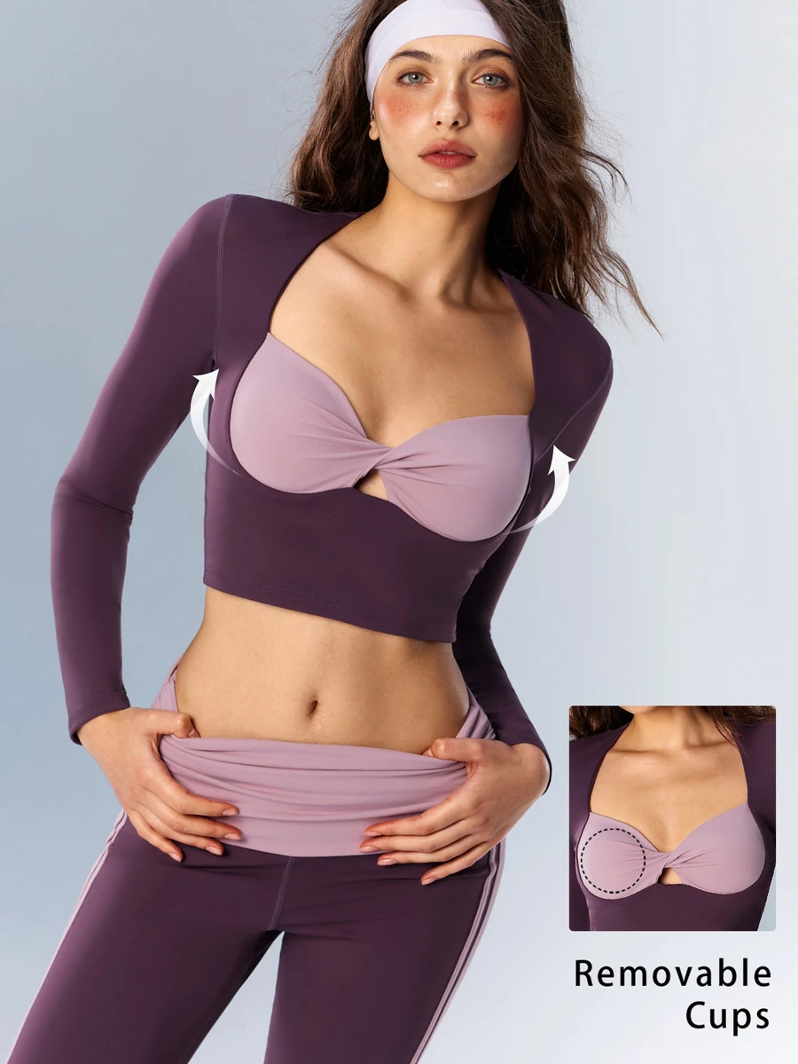 VARSIVA Women's Colorblock Twist Design Casual Fitness Sports T-Shirt - Purple - View 1
