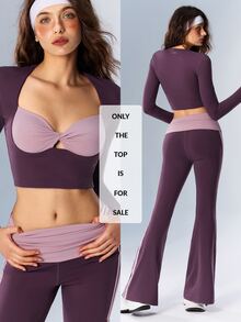 VARSIVA Women's Colorblock Twist Design Casual Fitness Sports T-Shirt - Purple - View 11