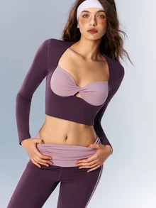 VARSIVA Women's Colorblock Twist Design Casual Fitness Sports T-Shirt - Purple - View 10