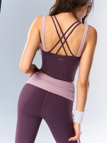 VARSIVA Women's Criss-Cross Back Daily Fitness Sports Tank Top - Purple - View 10