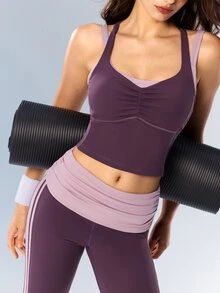 VARSIVA Women's Criss-Cross Back Daily Fitness Sports Tank Top - Purple - View 8
