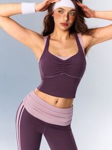 VARSIVA Women's Criss-Cross Back Daily Fitness Sports Tank Top - Purple - View 5