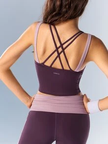 VARSIVA Women's Criss-Cross Back Daily Fitness Sports Tank Top - Purple - View 7