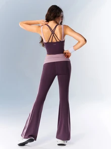 VARSIVA Women's Criss-Cross Back Daily Fitness Sports Tank Top - Purple - View 6