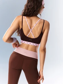 Bra Olahraga Wanita Streetwear Motif Polkadot Colorblock - MultiWarna - View 4