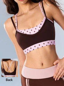 Bra Olahraga Wanita Streetwear Motif Polkadot Colorblock - MultiWarna - View 1