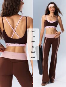 Bra Olahraga Wanita Streetwear Motif Polkadot Colorblock - MultiWarna - View 11