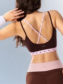 Bra Olahraga Wanita Streetwear Motif Polkadot Colorblock - MultiWarna - View 10