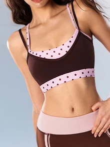 Bra Olahraga Wanita Streetwear Motif Polkadot Colorblock - MultiWarna - View 9